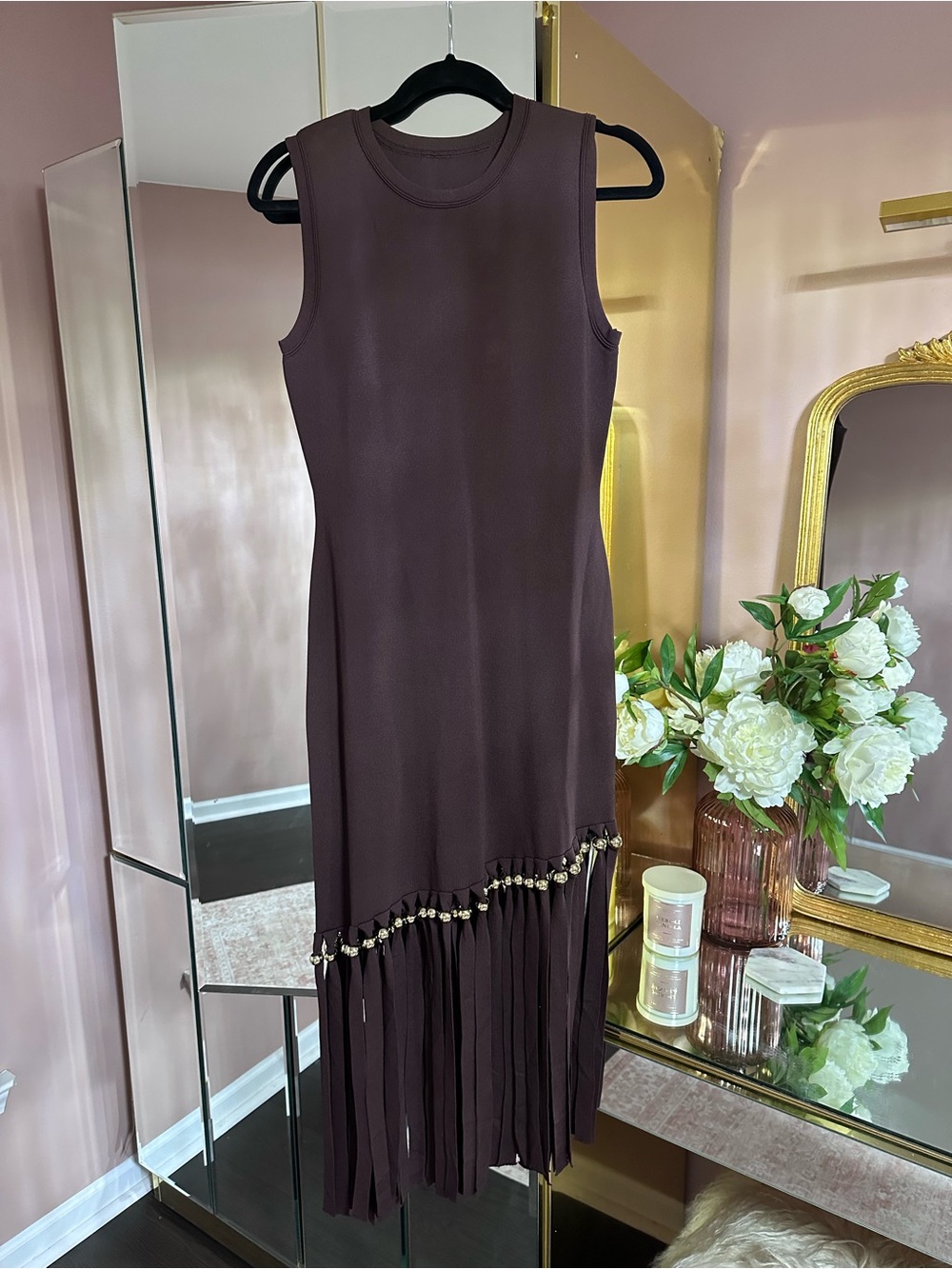 NWT 🤎 Commense Fringe Knit Dress - Picture 4 of 13